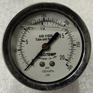 GAUGE,2/1/2",0-200PSI,DUAL,PSI/BAR,CTR BACK MT,1/4